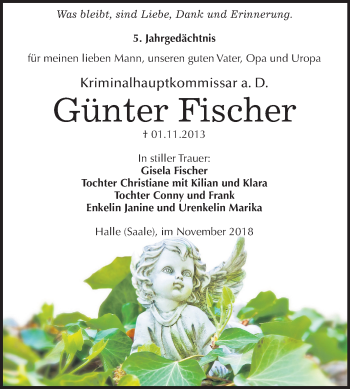 Traueranzeige von Günter Fischer von Mitteldeutsche Zeitung Halle/Saalkreis