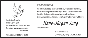 Traueranzeige von Hans-Jürgen Jung von Super Sonntag Wittenberg