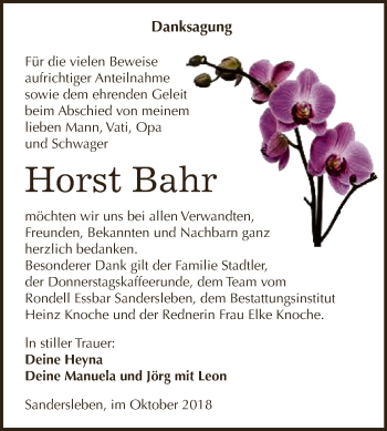 Traueranzeige von Horst Bahr von Super Sonntag Aschersleben