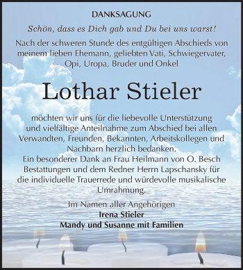 Traueranzeige von Lothar Stieler von Mitteldeutsche Zeitung Dessau-Roßlau