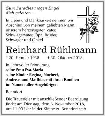 Traueranzeige von Reinhard Rühlmann von Mitteldeutsche Zeitung