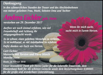 Traueranzeige von Andrea Eichler von Mitteldeutsche Zeitung Quedlinburg