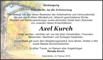 Traueranzeige von Axel Kurch von Mitteldeutsche Zeitung Aschersleben