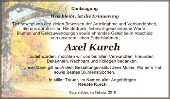 Traueranzeige von Axel Kurch von Super Sonntag Aschersleben