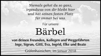 Traueranzeige von Bärbel  von Mitteldeutsche Zeitung