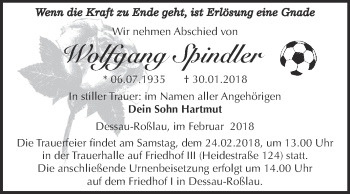Traueranzeige von Dein Sohn Hartmut von WVG - Wochenspiegel Dessau / Köthen