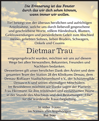 Traueranzeige von Dietmar Trau von Mitteldeutsche Zeitung Dessau-Roßlau