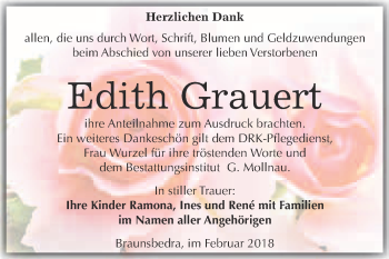 Traueranzeige von Edith Grauert von WVG - Wochenspiegel Merseburg