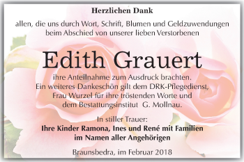Traueranzeige von Edith Grauert von Mitteldeutsche Zeitung Merseburg/Querfurt
