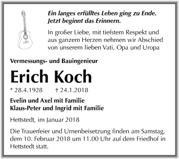 Traueranzeige von Erich Koch von Mitteldeutsche Zeitung