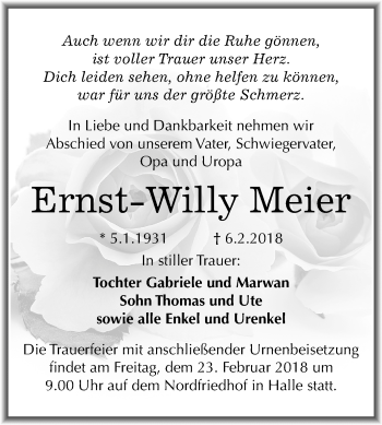 Traueranzeige von Ernst-Willy Meier von Mitteldeutsche Zeitung Halle/Saalkreis