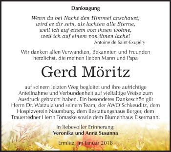 Traueranzeige von Gerd Möritz von Mitteldeutsche Zeitung Merseburg/Querfurt