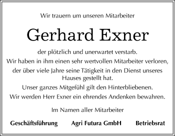 Traueranzeige von Gerhard Exner von Mitteldeutsche Zeitung Merseburg/Querfurt