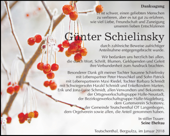 Traueranzeige von Günter Schielinsky von Mitteldeutsche Zeitung Halle/Saalkreis