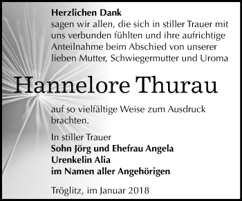 Traueranzeige von Hannelore Thurau von Mitteldeutsche Zeitung