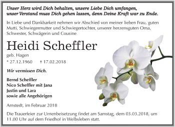 Traueranzeige von Heidi Scheffler von Mitteldeutsche Zeitung
