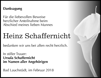 Traueranzeige von Heinz Schaffernicht von Mitteldeutsche Zeitung