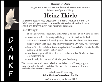 Traueranzeige von Heinz Thiele von Mitteldeutsche Zeitung