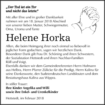 Traueranzeige von Helene Horka von Mitteldeutsche Zeitung