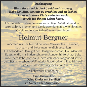 Traueranzeige von Helmut Bergner von WVG - Wochenspiegel NMB / WSF / ZTZ