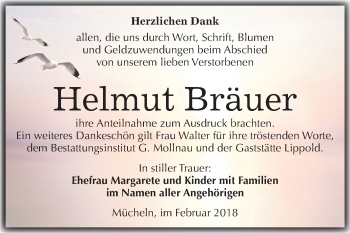 Traueranzeige von Helmut Bräuer von Mitteldeutsche Zeitung Merseburg/Querfurt