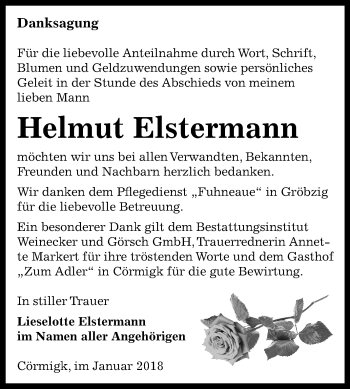 Traueranzeige von Helmut Elstermann von Mitteldeutsche Zeitung