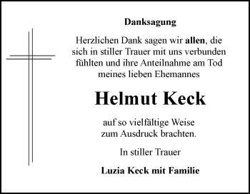 Traueranzeige von Helmut Keck von Mitteldeutsche Zeitung Bitterfeld