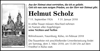 Traueranzeige von Helmut Scholz von Mitteldeutsche Zeitung