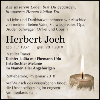 Traueranzeige von Herbert Joch von Super Sonntag SGH Mansf. Land
