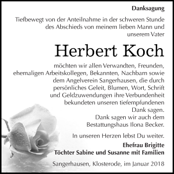 Traueranzeige von Herbert Koch von Super Sonntag SGH Mansf. Land
