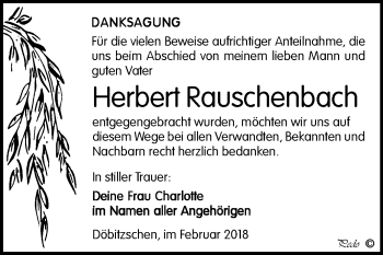 Traueranzeige von Herbert Rauschenbach von Mitteldeutsche Zeitung Zeitz