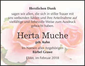 Traueranzeige von Herta Muche von WVG - Wochenspiegel Wittenberg