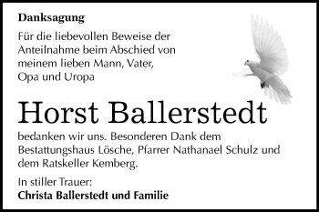 Traueranzeige von Horst Ballerstedt von Mitteldeutsche Zeitung