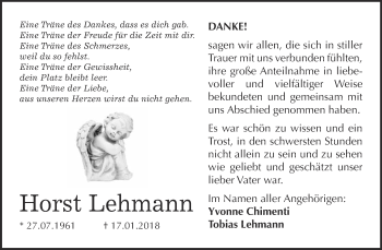 Traueranzeige von Horst Lehmann von Super Sonntag Wittenberg