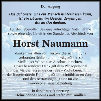 Traueranzeige von Horst Naumann von Mitteldeutsche Zeitung