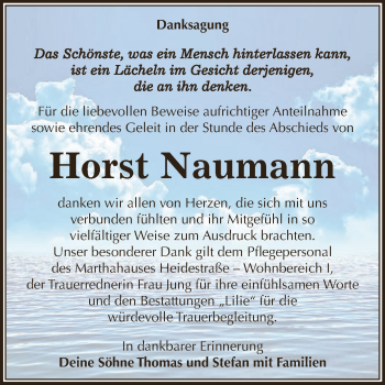 Traueranzeige von Horst Naumann von WVG - Wochenspiegel Dessau / Köthen
