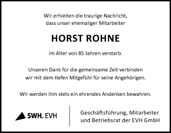 Traueranzeige von Horst Rohne von Mitteldeutsche Zeitung Halle/Saalkreis
