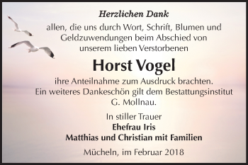 Traueranzeige von Horst Vogel von Mitteldeutsche Zeitung Merseburg/Querfurt