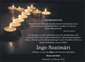 Traueranzeige von Ingo Szatmári von WVG - Wochenspiegel Bitterfeld