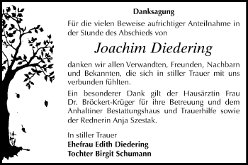 Traueranzeige von Joachim Diedering von Mitteldeutsche Zeitung Dessau-Roßlau
