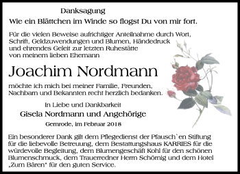 Traueranzeige von Joachim Nordmann von Mitteldeutsche Zeitung Quedlinburg