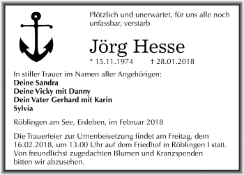 Traueranzeige von Jörg Hesse von Mitteldeutsche Zeitung