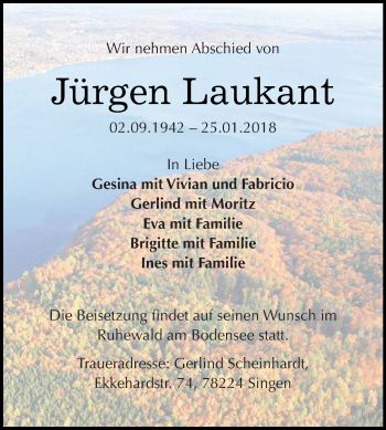 Traueranzeige von Jürgen Laukant von WVG - Wochenspiegel Dessau / Köthen