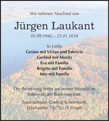 Traueranzeige von Jürgen Laukant von Mitteldeutsche Zeitung