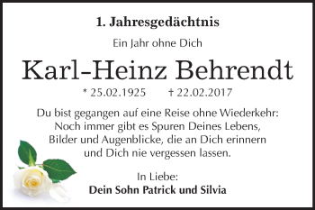 Traueranzeige von Karl-Heinz Behrendt von Mitteldeutsche Zeitung Bitterfeld