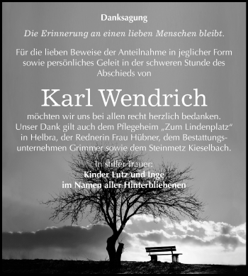 Traueranzeige von Karl Wendrich von Mitteldeutsche Zeitung