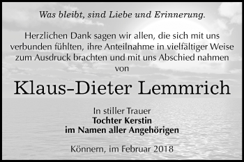 Traueranzeige von Klaus-Dieter Lemmrich von Mitteldeutsche Zeitung Bernburg