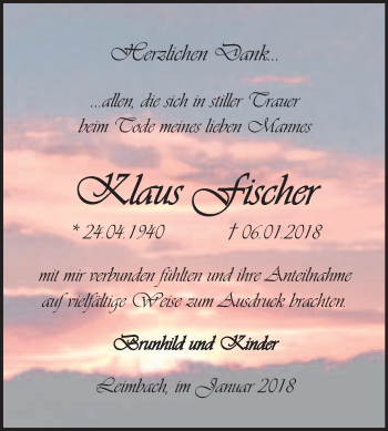 Traueranzeige von Klaus Fischer von WVG - Wochenspiegel Merseburg
