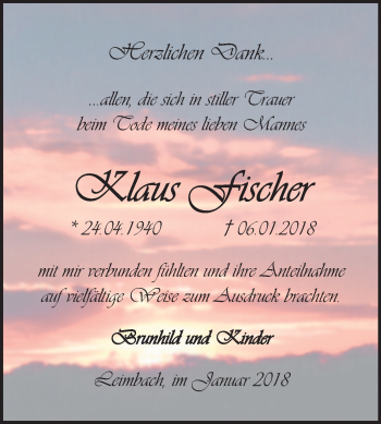 Traueranzeige von Klaus Fischer von Mitteldeutsche Zeitung Merseburg/Querfurt
