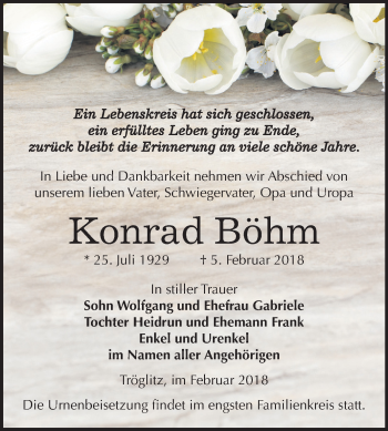 Traueranzeige von Konrad Böhm von Mitteldeutsche Zeitung